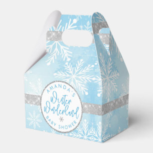Blå och silver snöflinga presentlåda