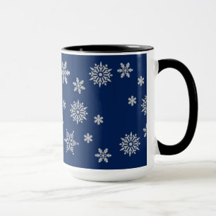 Blå och Silver Snöflingor Mugg