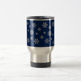 Blå och Silver Snöflingor Resemugg