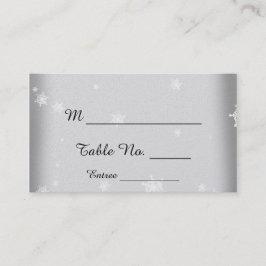 Blå- och Silver-snöflummkort Bröllop Placeringskort