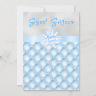 Blå och Silver tuftade pärlor Sweet sixteen Inbjudningar
