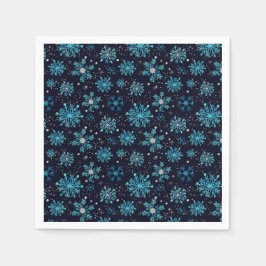 Blå och Silver Winter Snöflingor Pappersservett