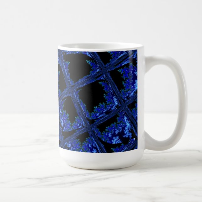 Blå och svart blockdesign kaffemugg (Höger)