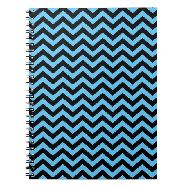 Blå och svart Chevron Mönster Anteckningsbok (Framsidan)