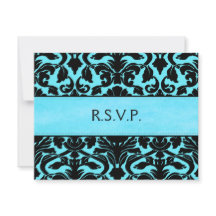 Blå och svart Damasch-svarskort