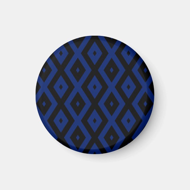 Blå och svart diamant mönster magnet (Framsidan)