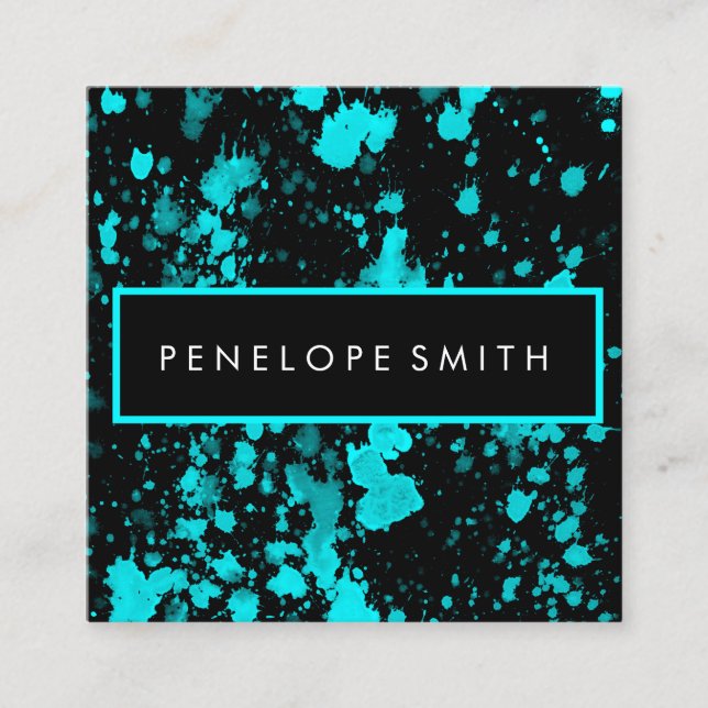 Blå och svart färgplatter Beauty Makeup Artist Fyrkantigt Visitkort (Framsida)