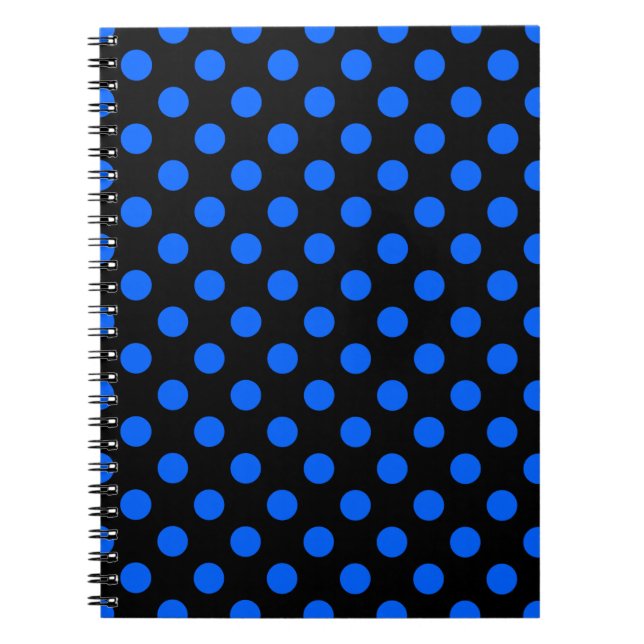 Blå och svart polka dots anteckningsbok (Framsidan)