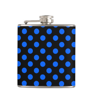 Blå och svart polka dots fickplunta