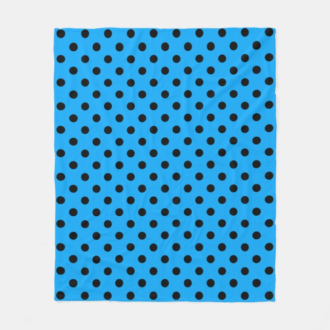 Blå och svart Polka dots Fleecefilt (Framsidan)