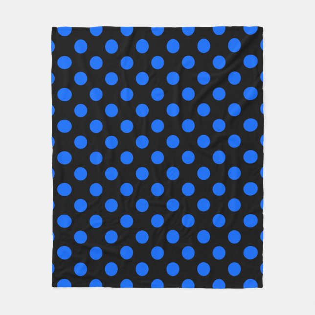 Blå och svart polka dots fleecefilt (Framsidan)