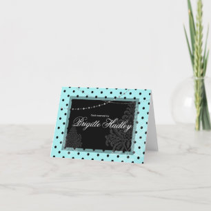 Blå och svart polka dots helgkort