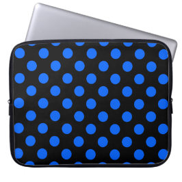 Blå och svart polka dots laptop fodral