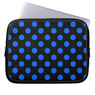 Blå och svart polka dots laptop fodral