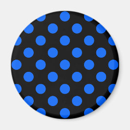 Blå och svart polka dots magnet