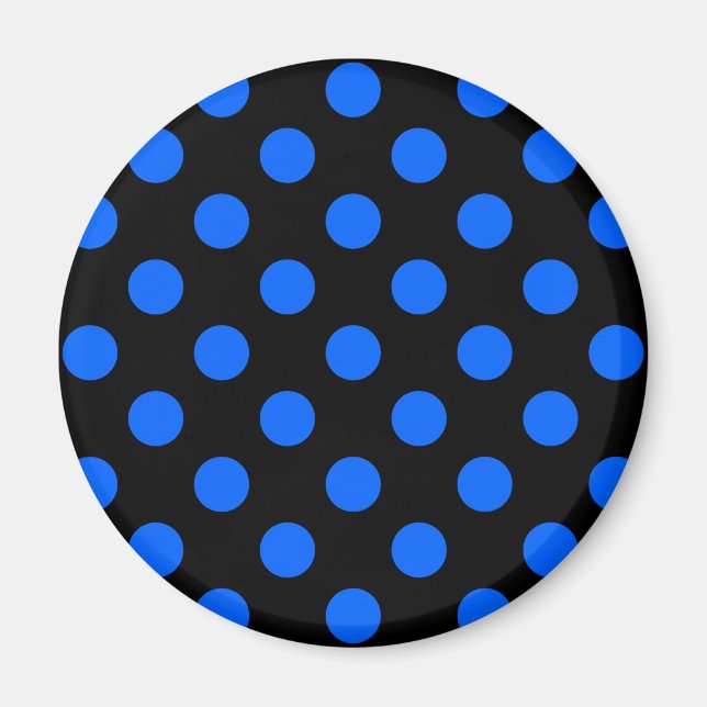 Blå och svart polka dots magnet (Framsidan)