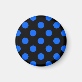 Blå och svart polka dots magnet