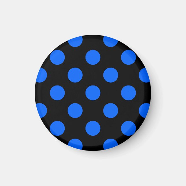 Blå och svart polka dots magnet (Framsidan)