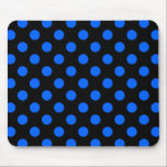 Blå och svart polka dots musmatta<br><div class="desc">Blå och svart polka dots</div>