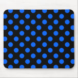 Blå och svart polka dots musmatta<br><div class="desc">Blå och svart polka dots</div>