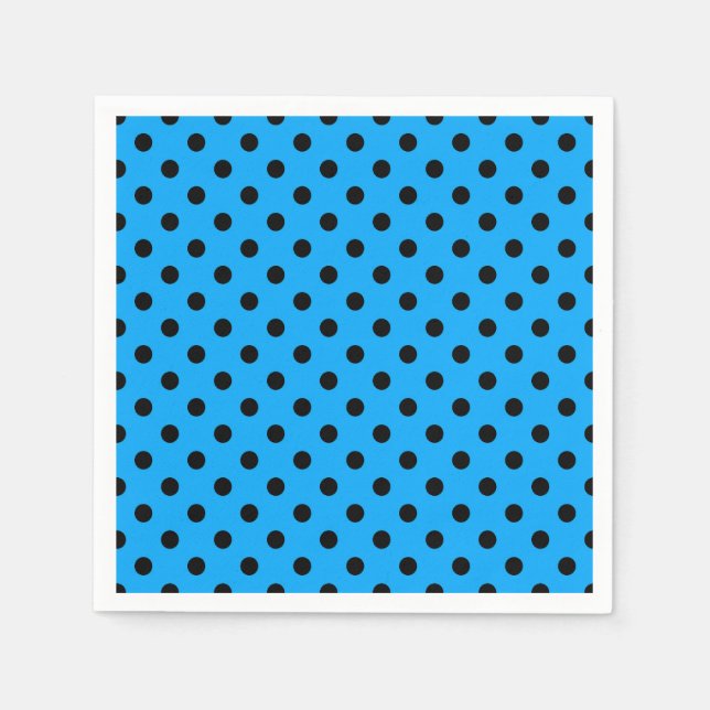 Blå och svart Polka dots Pappersservett (Framsidan)
