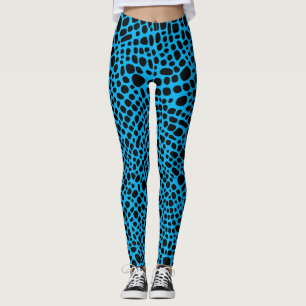 Blå och svart Psychedelic Skin Mönster Leggings