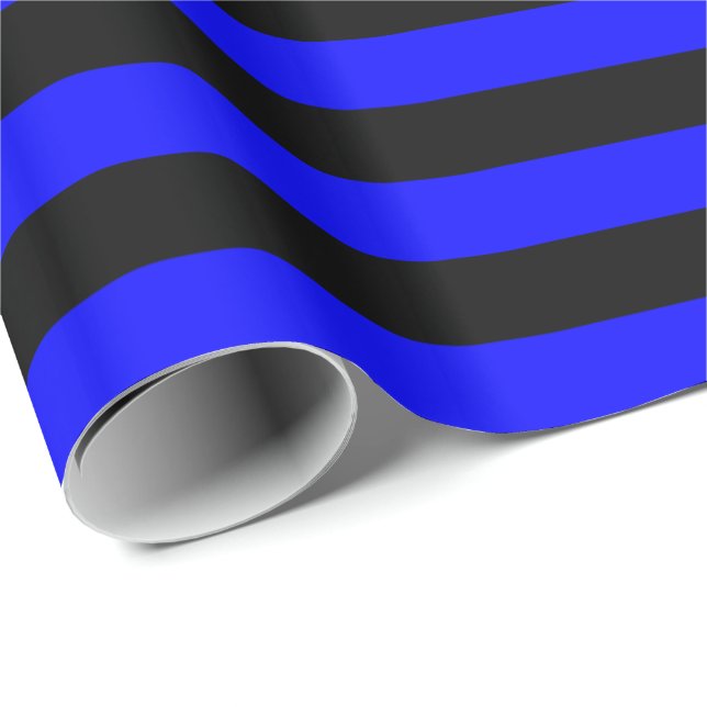 Blå och svart rand presentpapper (Rullad Hörn)