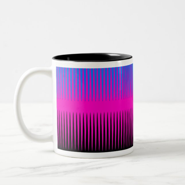 Blå och svart Rosa i vågdesign Två-Tonad Mugg (Vänster)