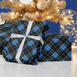 Blå och svart rutig presentpapper