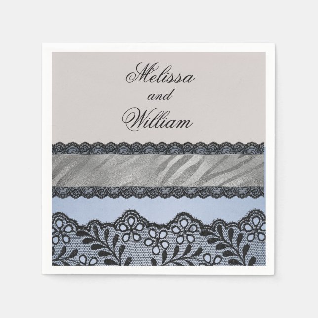 Blå och svart skönhet pappersservett (Framsidan)