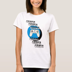 Blå och svart spelare Videokontroll T Shirt