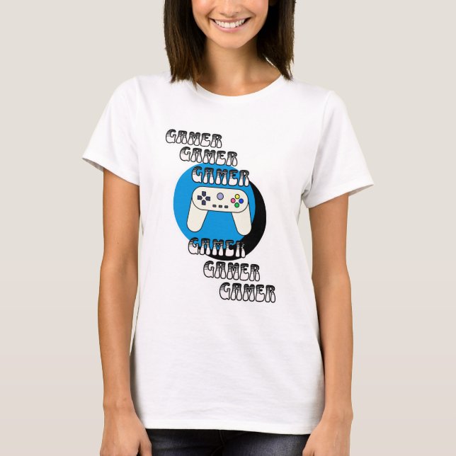 Blå och svart spelare | Videokontroll T Shirt (Framsida)