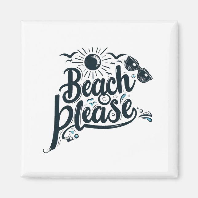 Blå och Svart Strand Bittillsmagnet Magnet (Framsidan)