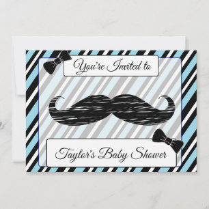 Blå och svart, strimlad, ligache Baby Shower Inbju Inbjudningar