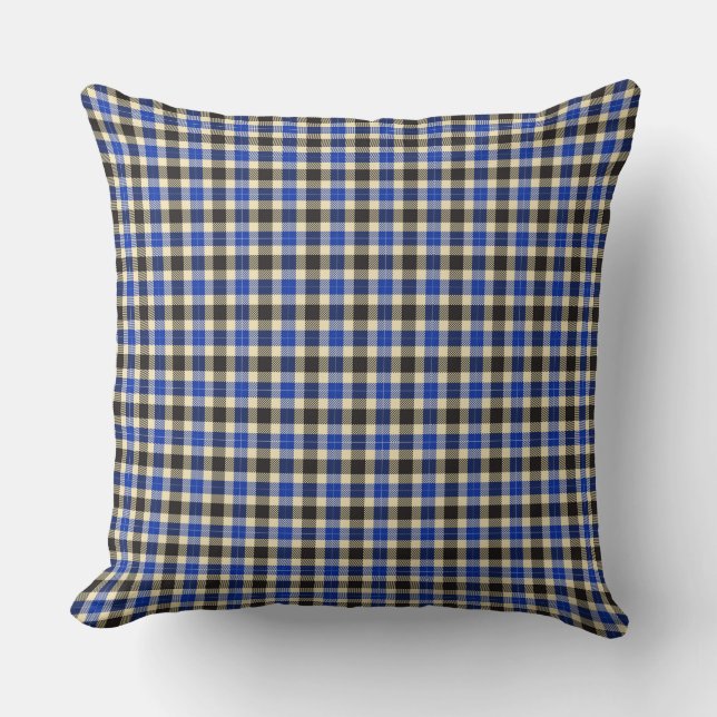 Blå och svart Tartan Play Square Pillow Kudde (Framsida)