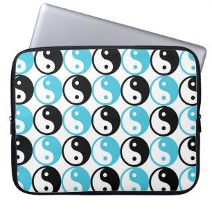 Blå och svart yin yang mönster laptop fodral