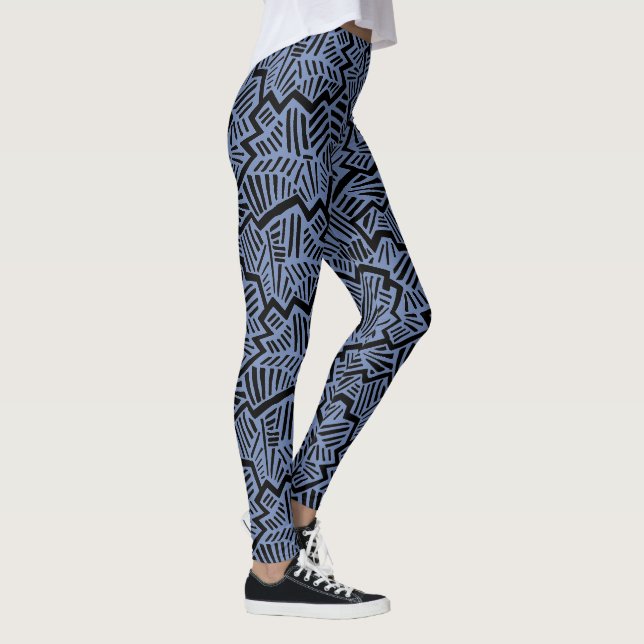 Blå och svarta baljväxter av Mönster Leggings (Höger)