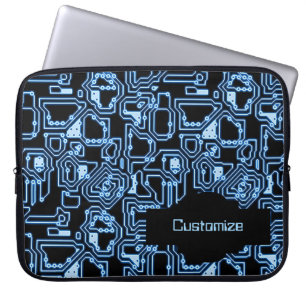 Blå och svarta datorkretsar Laptop sleeve