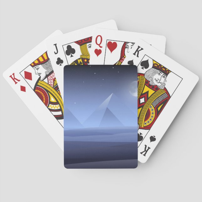 Blå och svarta geometriska pyramider Abstrakt desi Casinokort (Baksidan)