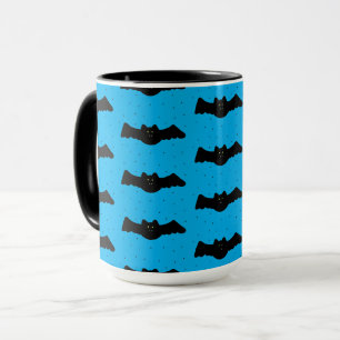 Blå och svarta Halloween-fladdermöss Mugg