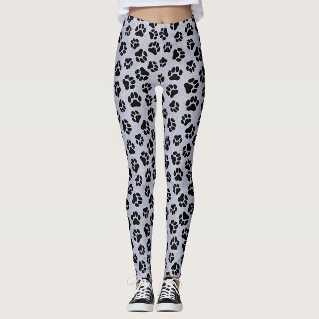 Blå och svarta tassar tryckta leggingar leggings (Framsida)