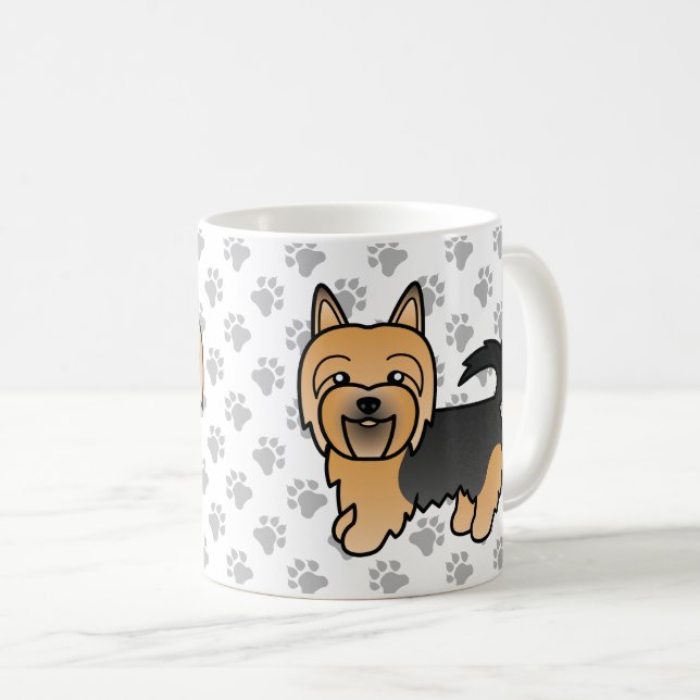 Blå Och Tan Australisk Terrier Söt Tecknad Hund Kaffemugg (Framsida höger)