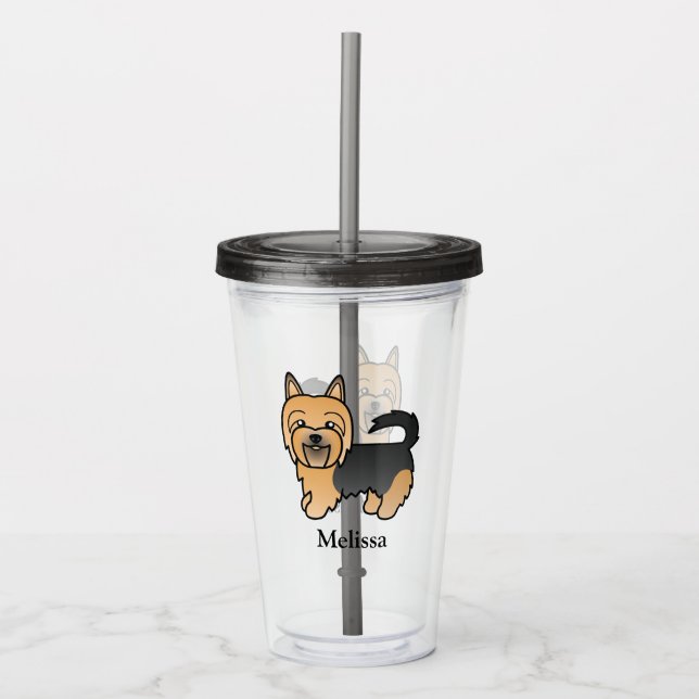 Blå Och Tan Australisk Terrierekund & Namn Take Away Mugg (Framsida)