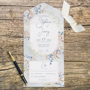 Blå och tan Torkad Boho Flowers Blå middag