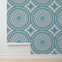 Blå och taupe Mandala-mönsterdesign
