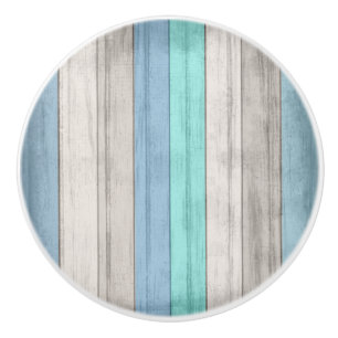 Blå och Teal Nautical Beach Wood Rand Knopp