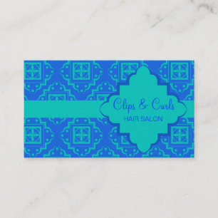 Blå och turkos Aqua Arabesque Moroccan Graphic Visitkort