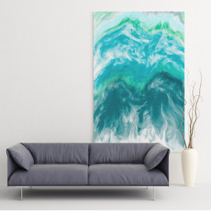 Blå och turkos Ocean Vågar Digital Ar Poster