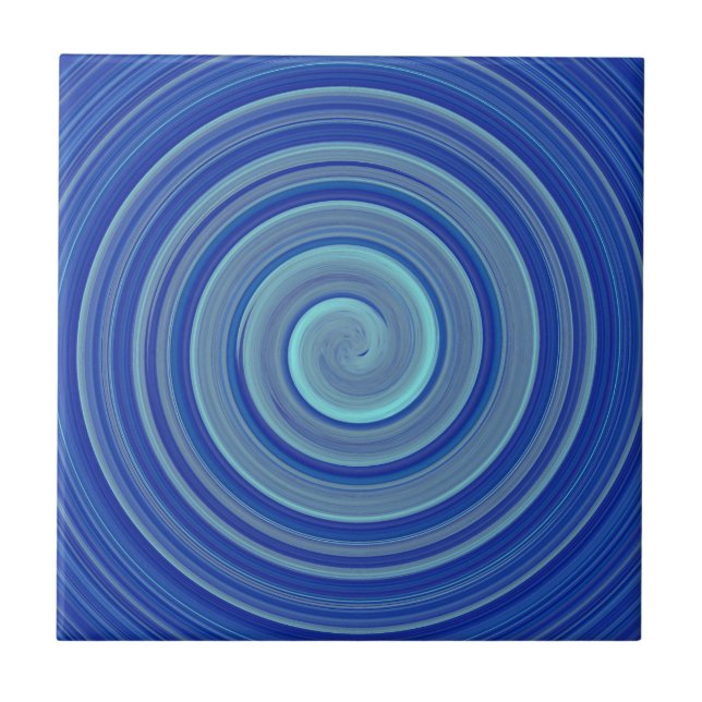 Blå och turkos spiral kakelplatta (Framsidan)
