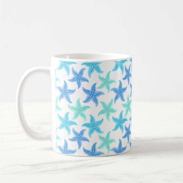 Blå och turkos Starfish Kaffemugg (Vänster)